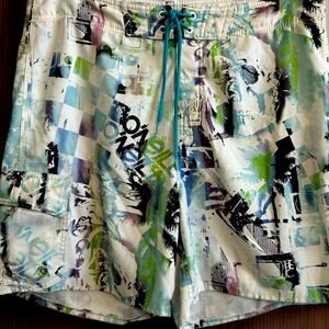 VTG Y2K ONeill SuperFreak Mens 36 Board Shorts Swim Trunks Surf Skater Green 90s